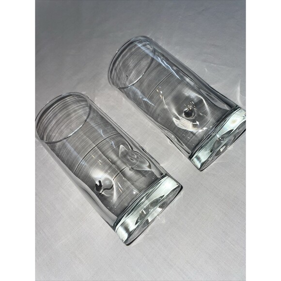 Crisa Libbey Impressions Clear Glass Tumblers Sz  3” Wide 6” Tall Set Of 2 16 Oz - Picture 5 of 12